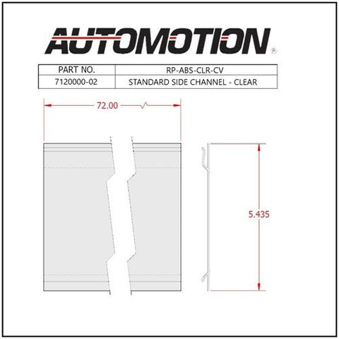Automotion RP-ABS-CLR-CV, Plastic Side Cover, 5 7/16 in. x 72 in. L, CLEAR